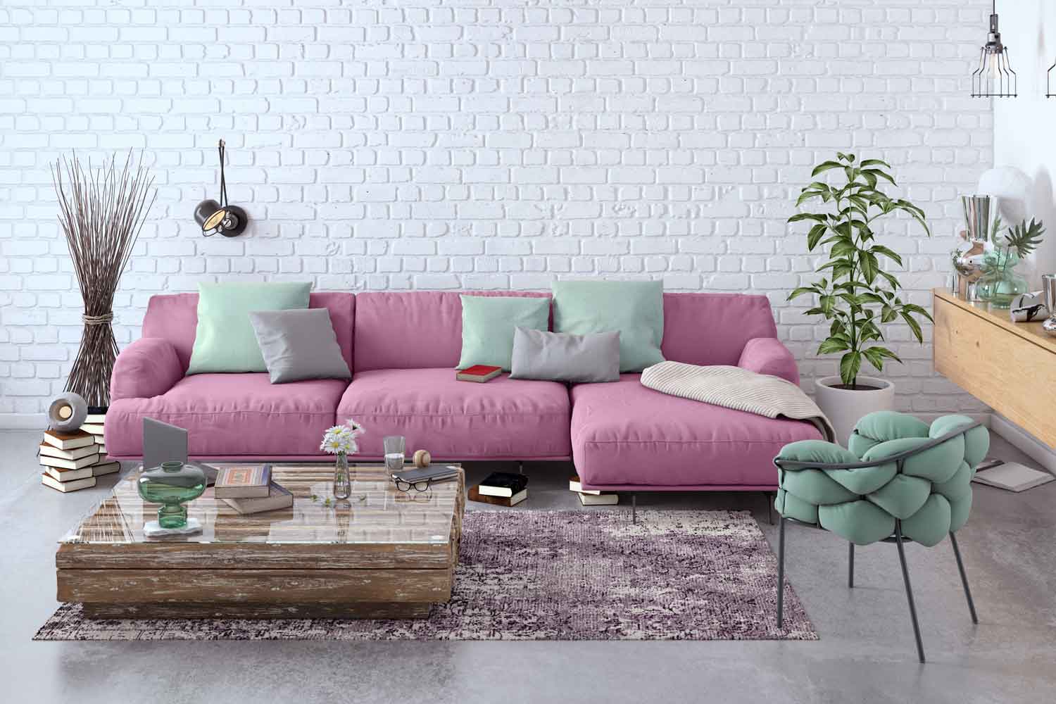 Mint Green And Pink Living Room
