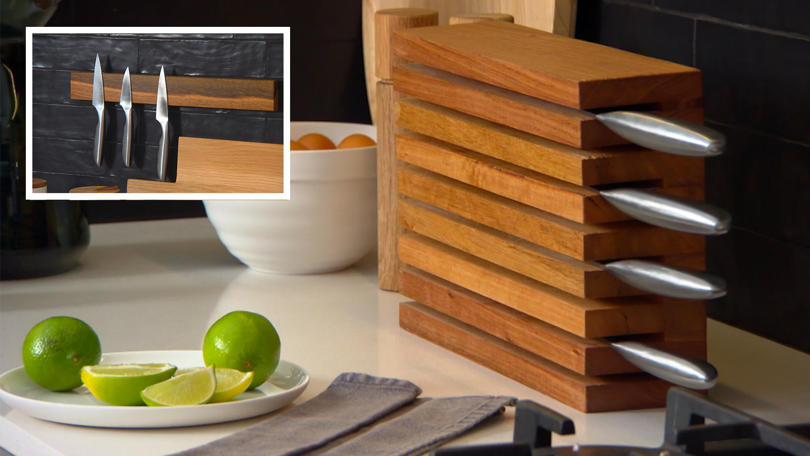 How To Give A Kitchen Knife Block Farmhouse Style - Interior Frugalista