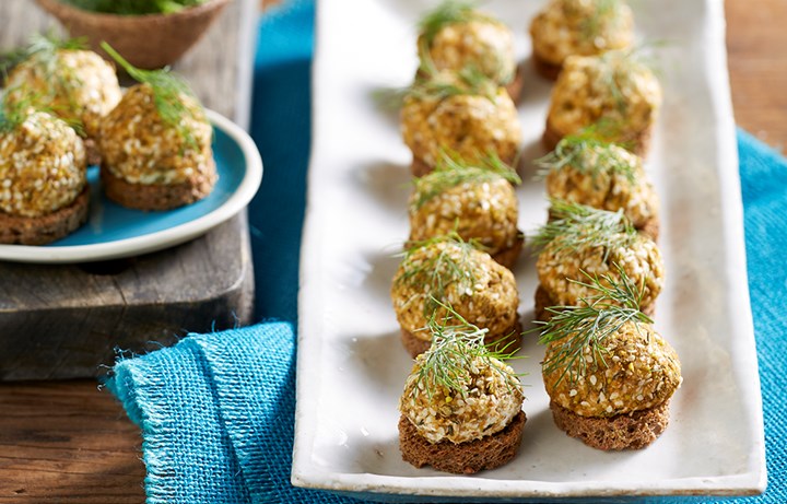 Olive and goat cheese bites