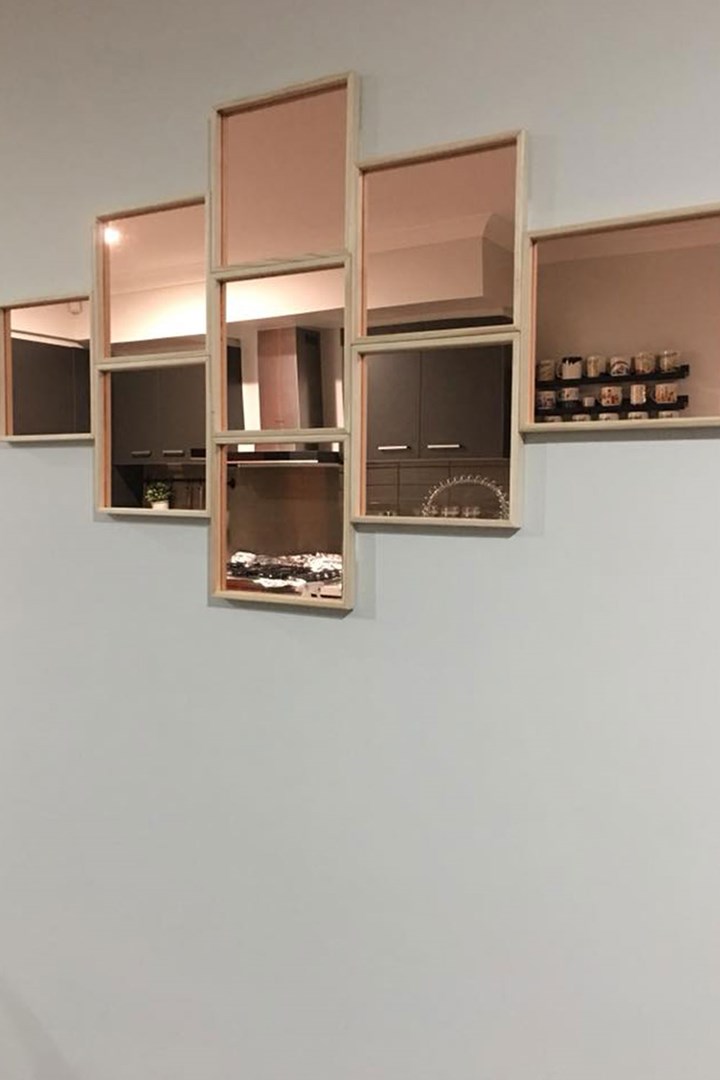 How To Make A Stunning Mirror Wall For, Kmart Round Wooden Mirror With Shelf