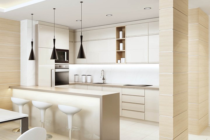 U Shaped Kitchen Designs tonal minimal u shaped kitchen
