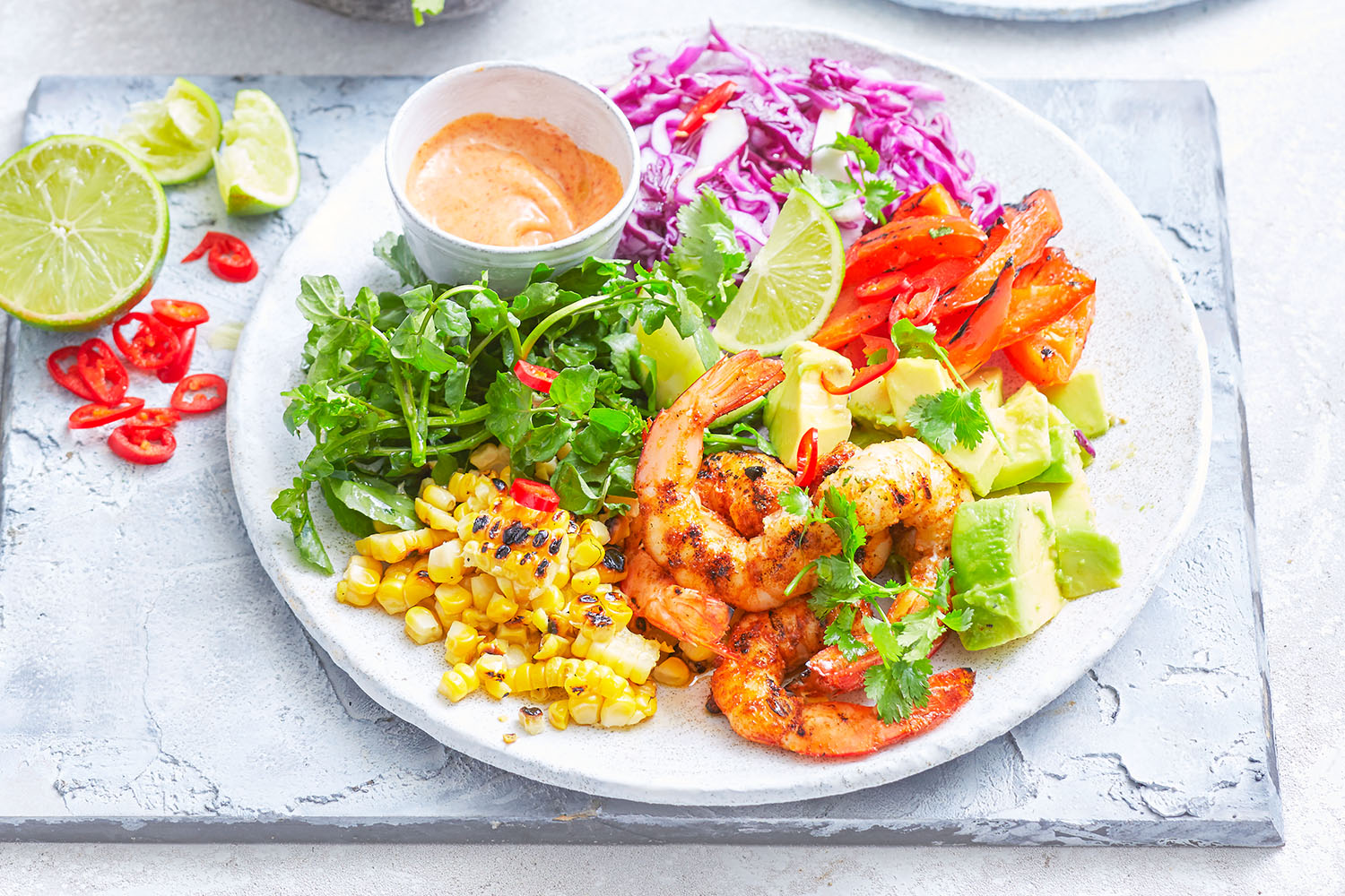 Mexican grilled prawn, corn and avocado salad Recipe | Better Homes and ...