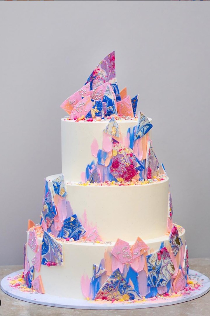 Colorful funny wedding cake
