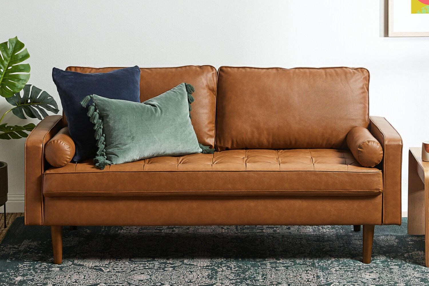 tan stockholm faux leather sofa