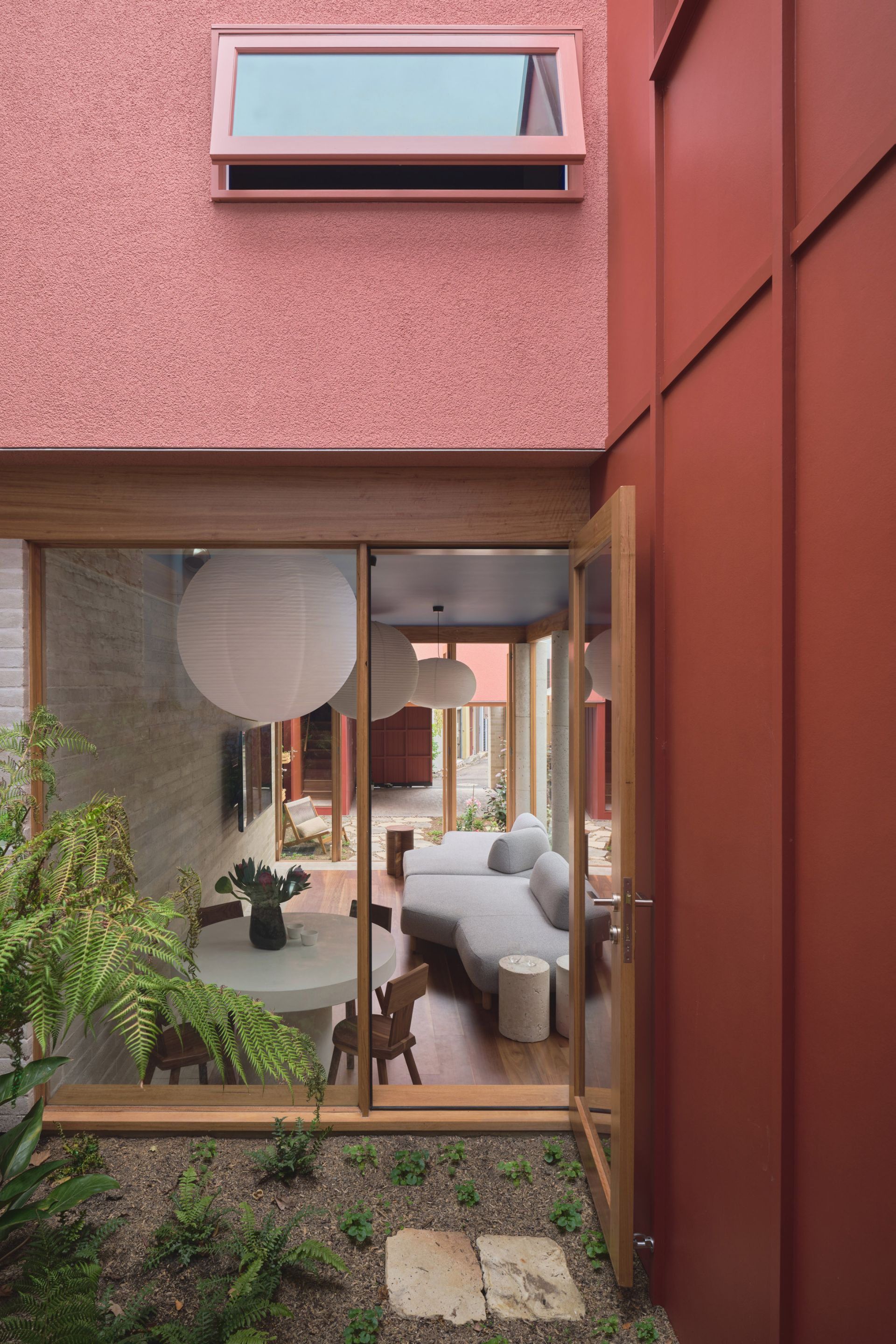 pink two tone house exterior