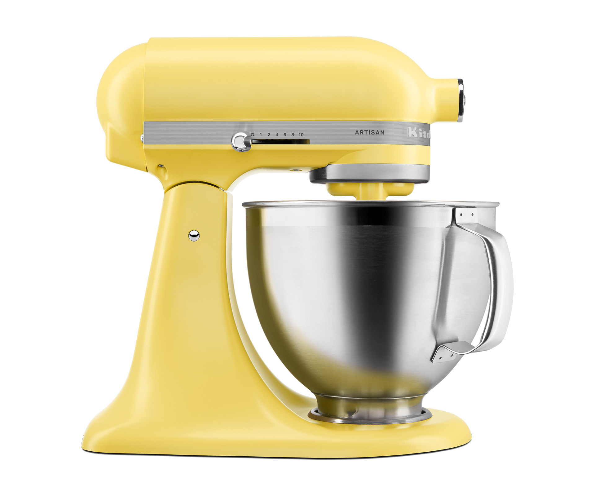 KitchenAid's Artisan Series 5 quart tilt head stand mixer in butter yellow, their 2025 Colour of the Year