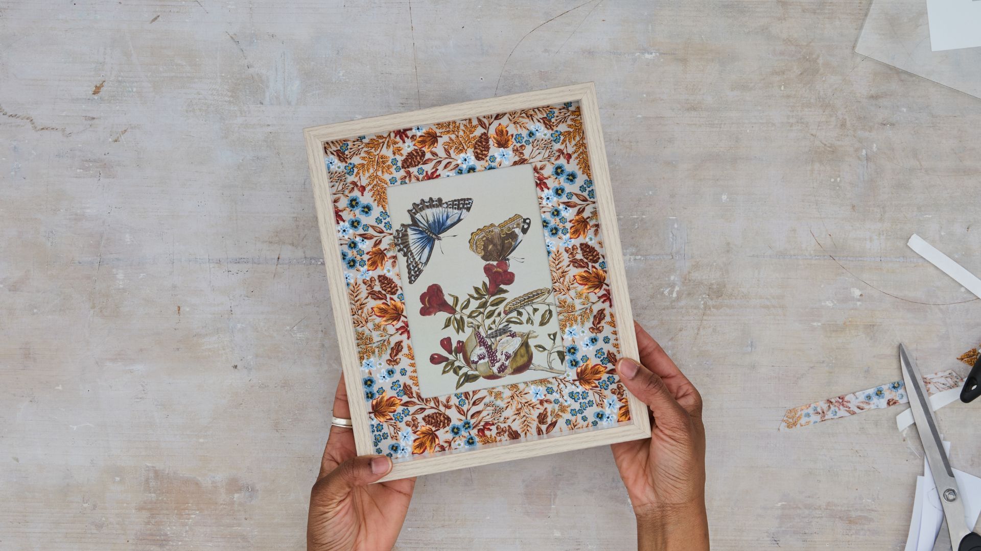 Turn leftover fabric into a stunning picture frame