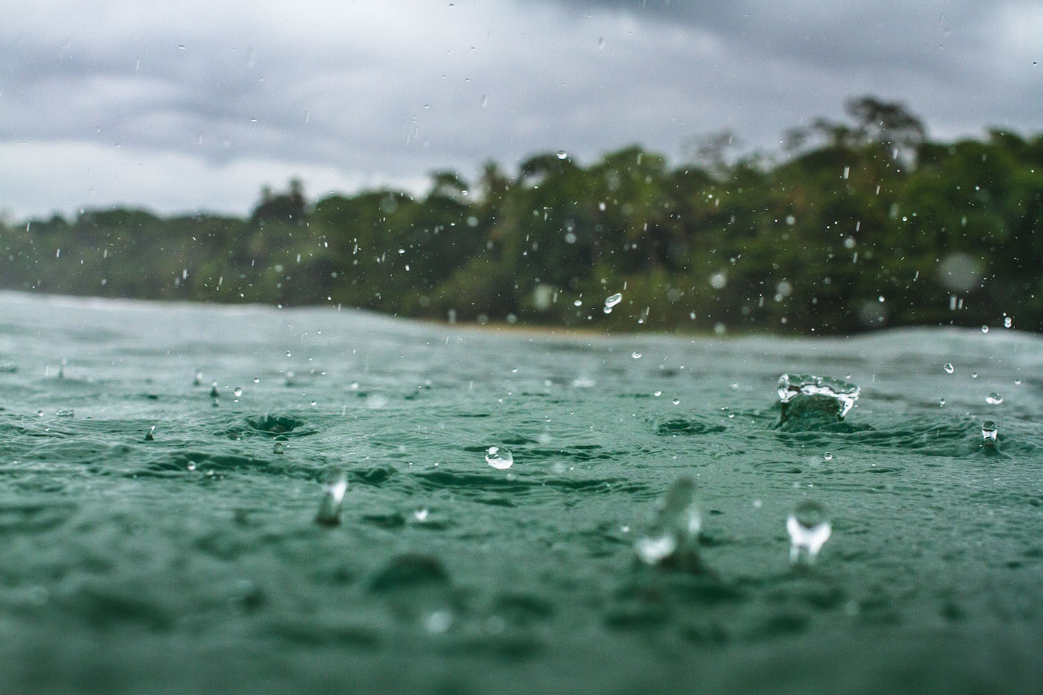 raining on sea water ocean