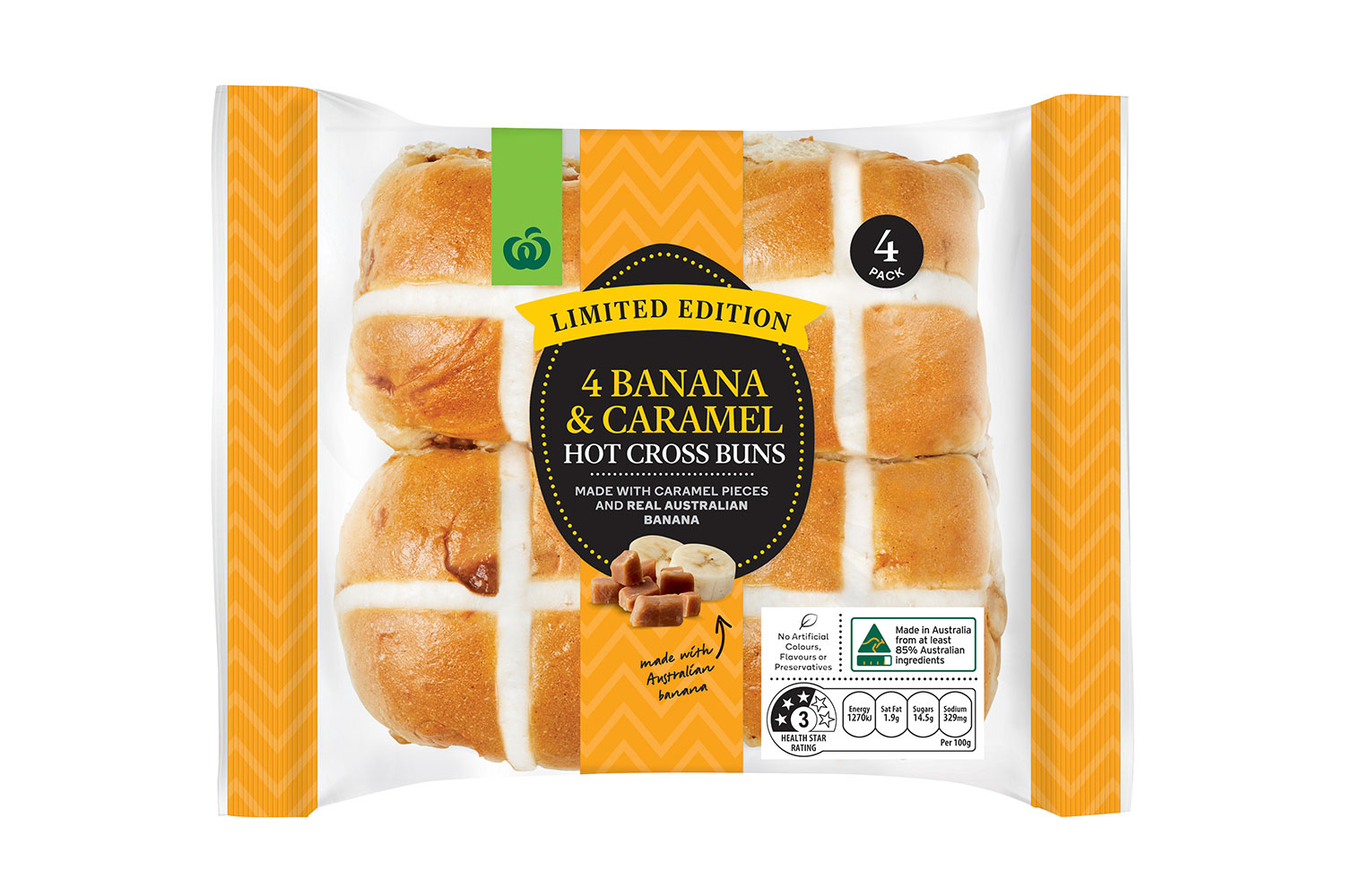 Hot cross buns banana and caramel