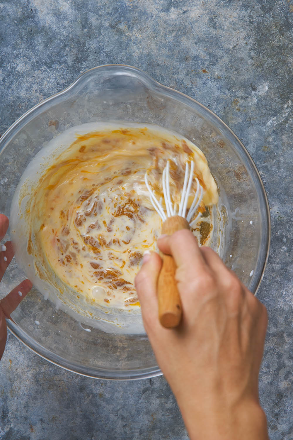 Add sifted flour to the mixture.