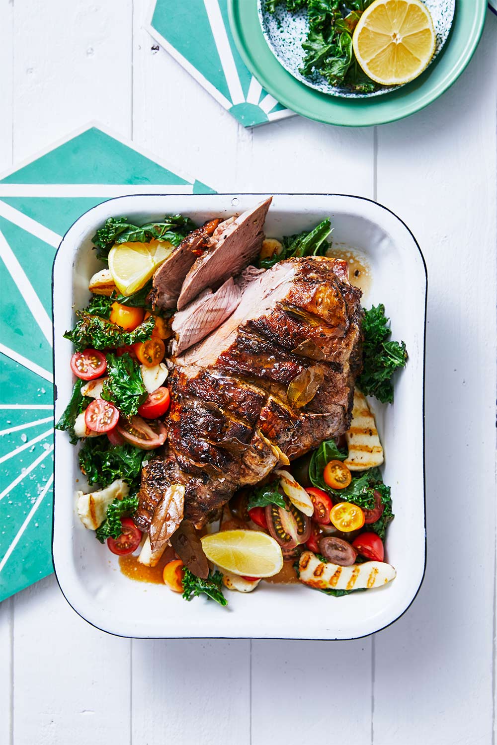 Spiced lamb leg barbecue roast