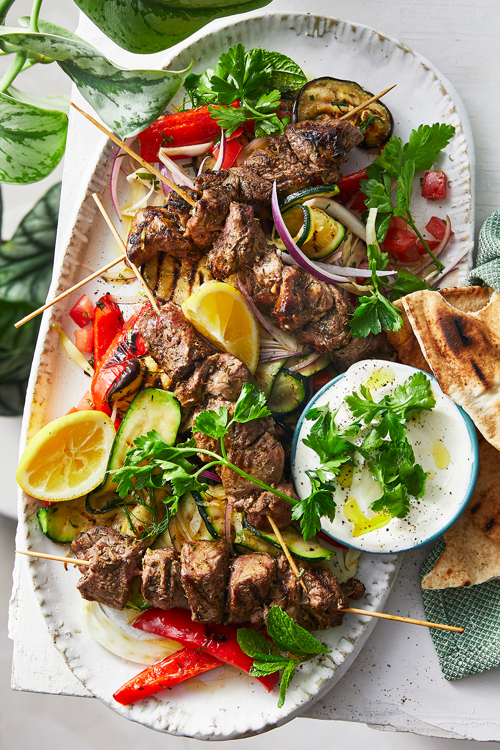 Lamb vegetable souvlaki