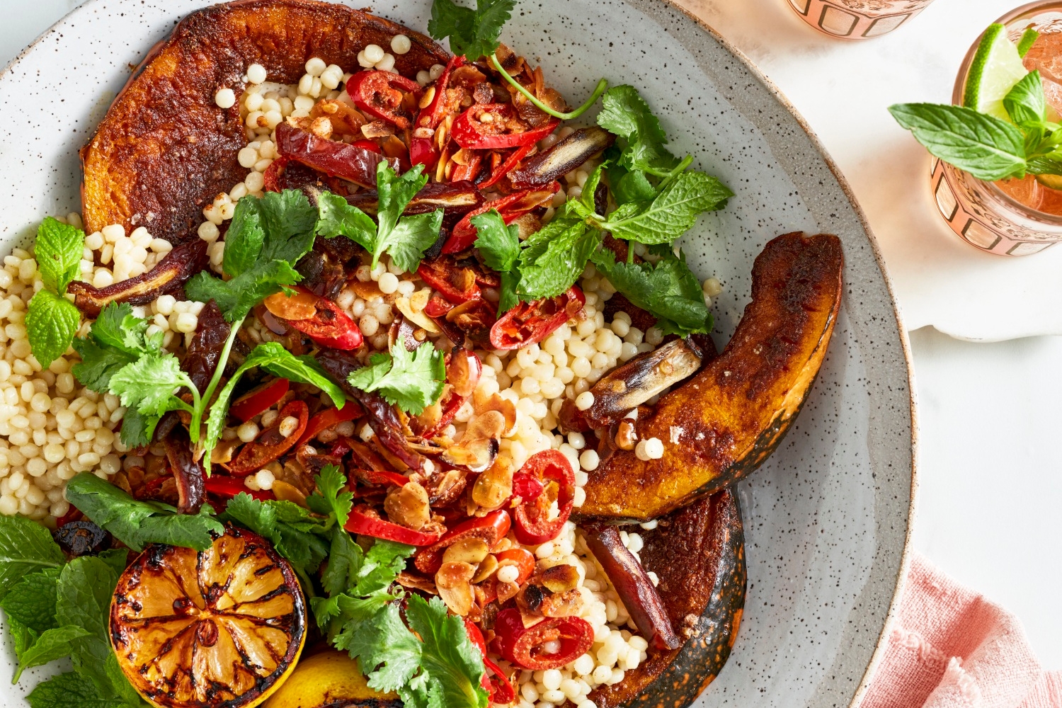 Pumpkin Date Almonds And Moghrabieh Salad Recipe Recipe Better 
