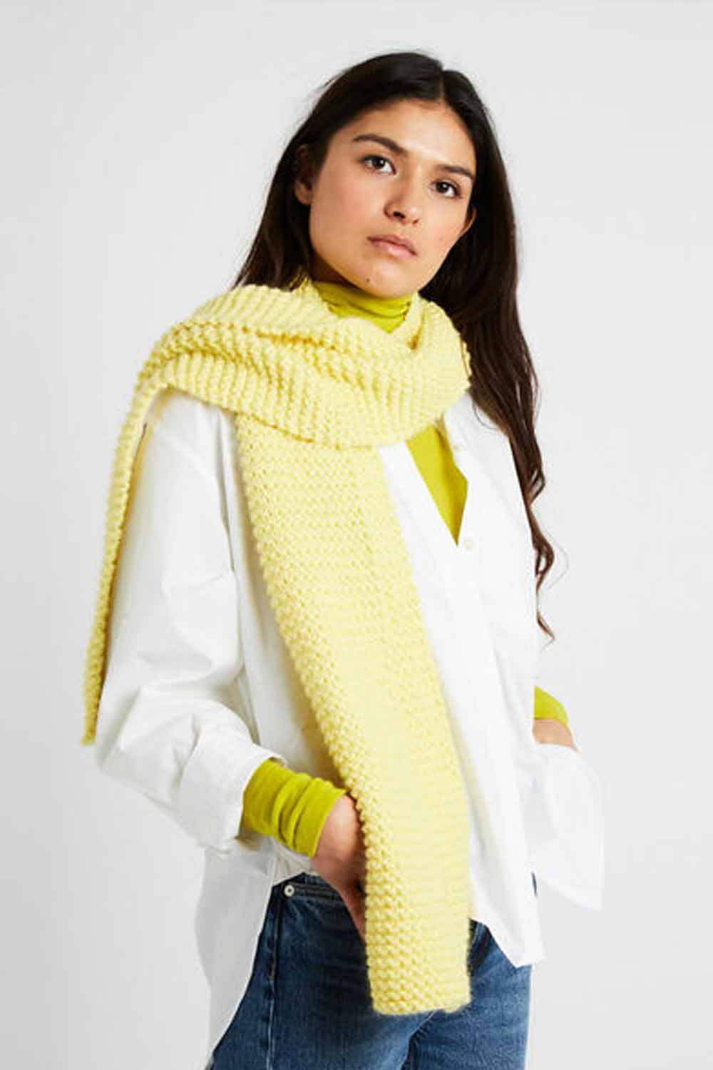 smith scarf pattern wool and the gang in lemon yellow