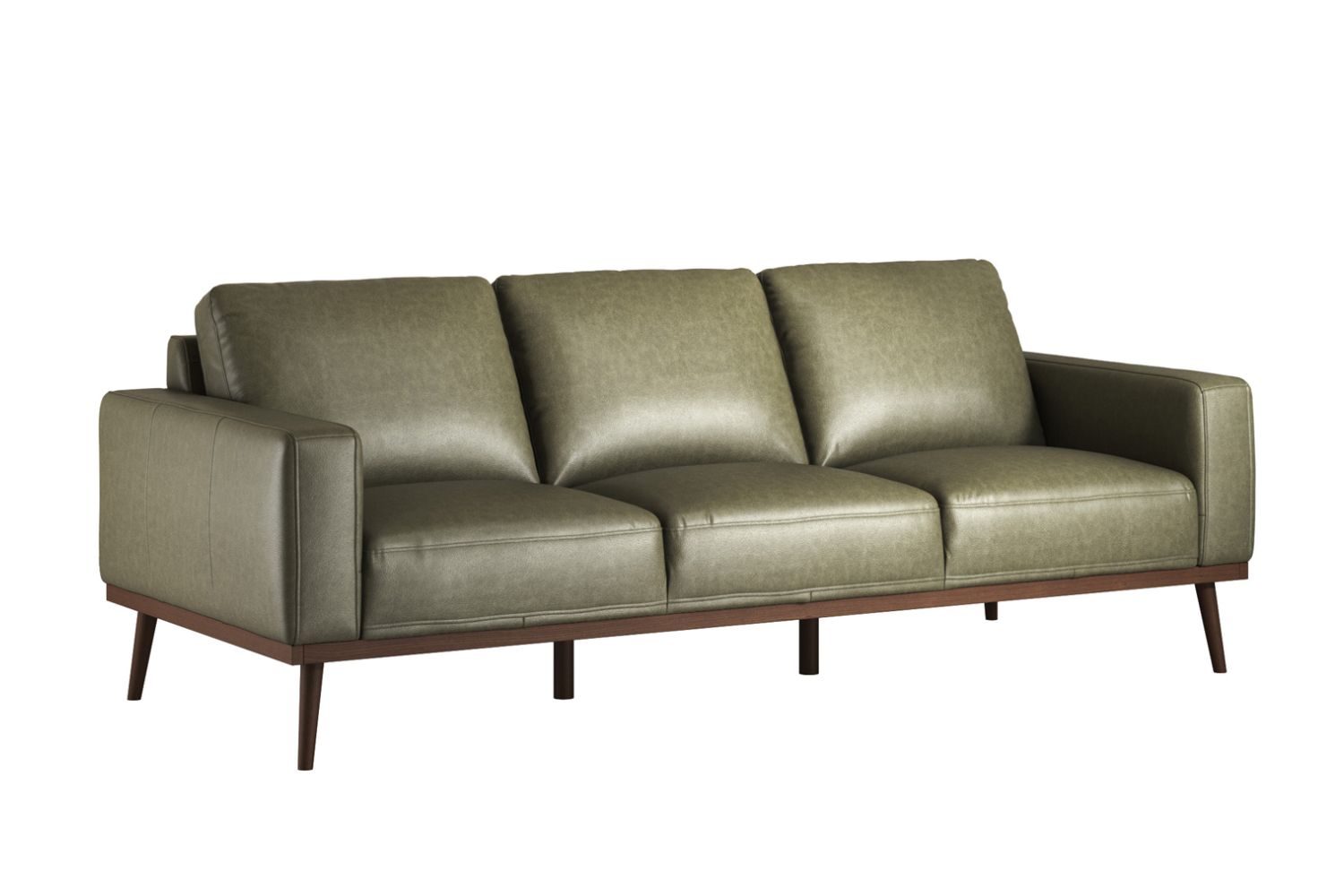 Landis 3-seater genuine green leather sofa