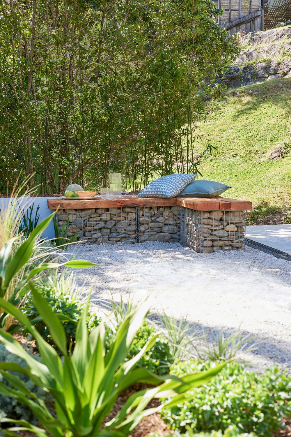 DIY Gabion Basket Bench Better Homes and Gardens